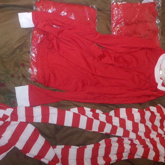 Matching Red White Striped Winter Christmas Family Pajamas PJs Men Women Kids - Picture 12 of 16